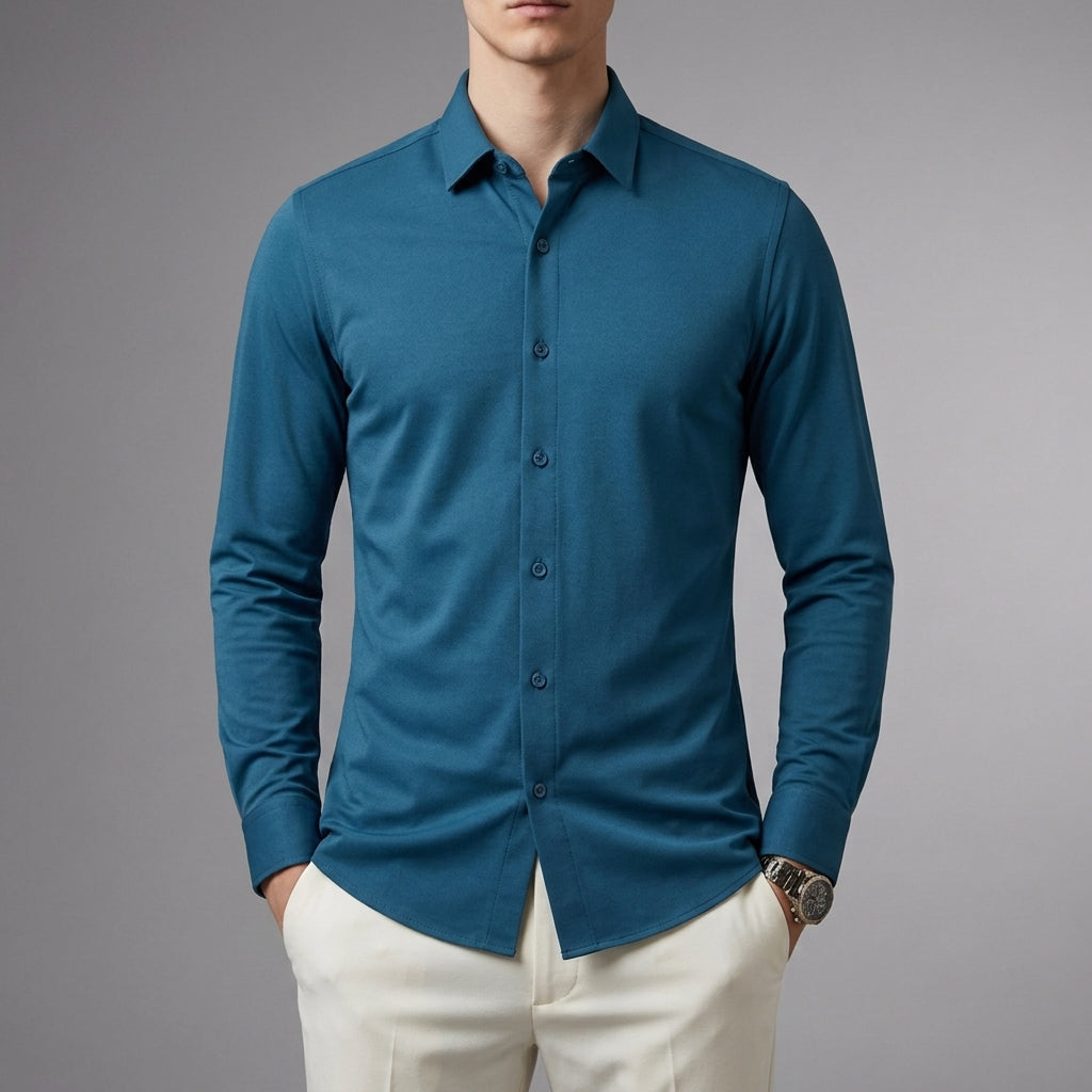 Men's Long Sleeve Cotton Blend Shirt Wrinkle Resistant – Calder
