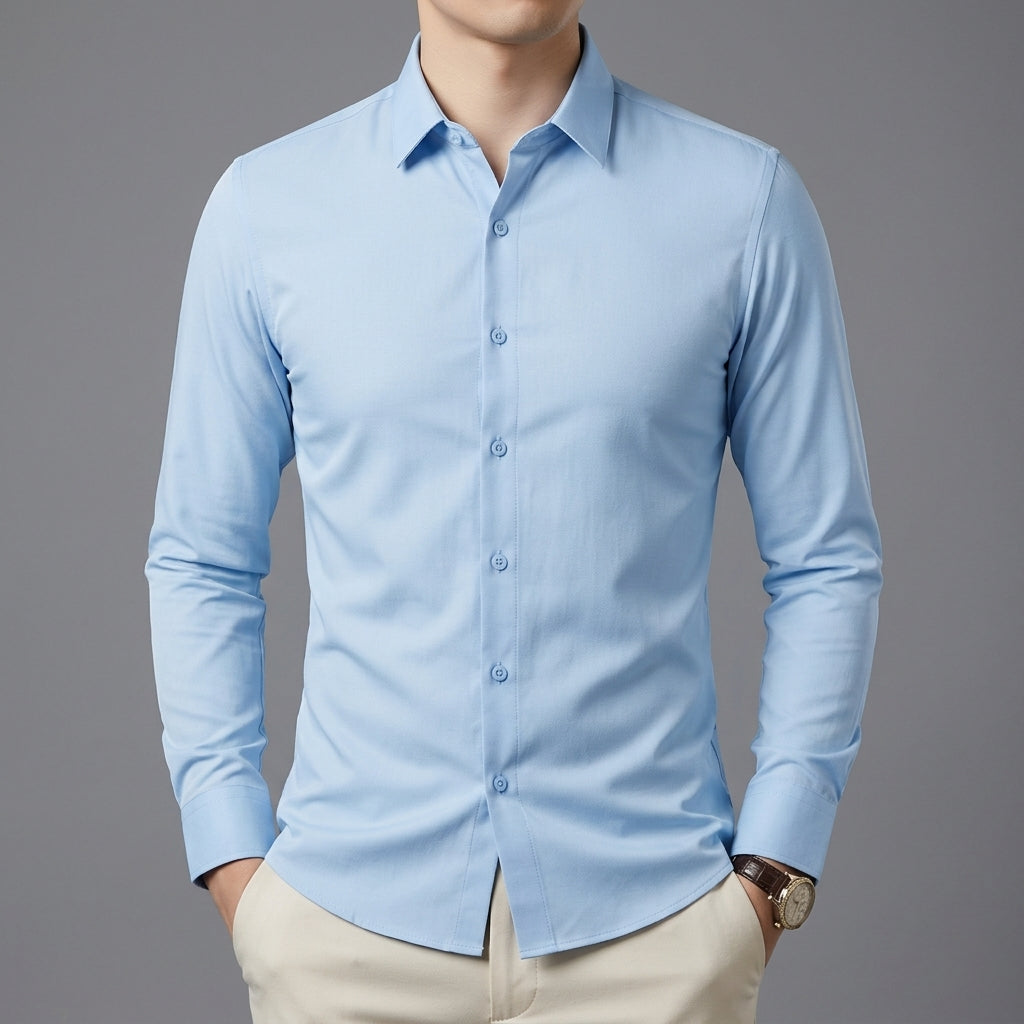 Men's Long Sleeve Cotton Blend Shirt Wrinkle Resistant – Calder