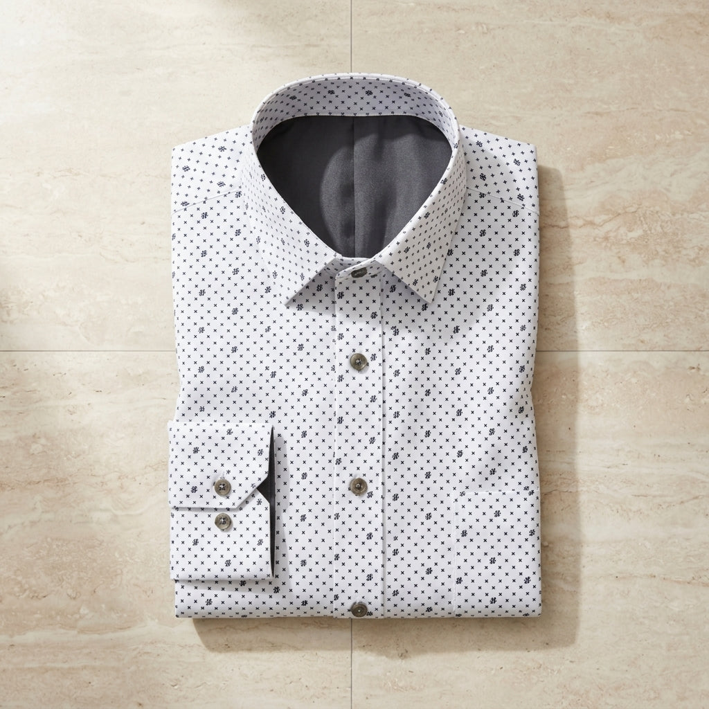 Men's Long Sleeve Cotton Blend Shirt Tailored White – Callum
