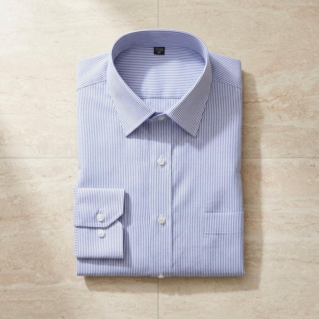 Men's Long Sleeve Cotton Blend Shirt Tailored White – Callum