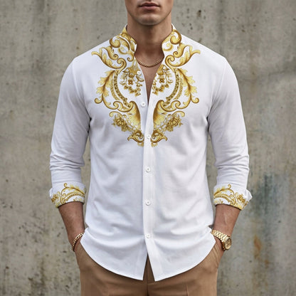 Men's Long-Sleeved Cotton Blend Shirt With Lapel Collar – Alistair
