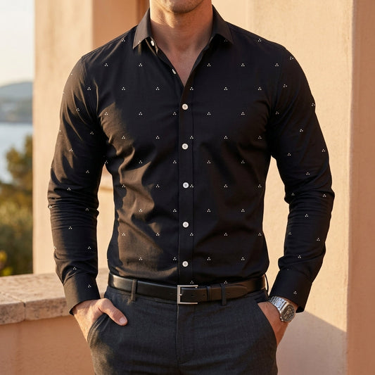 Polka Dot Long Sleeve Shirt Cotton Blend Lapel Button – Marlowe