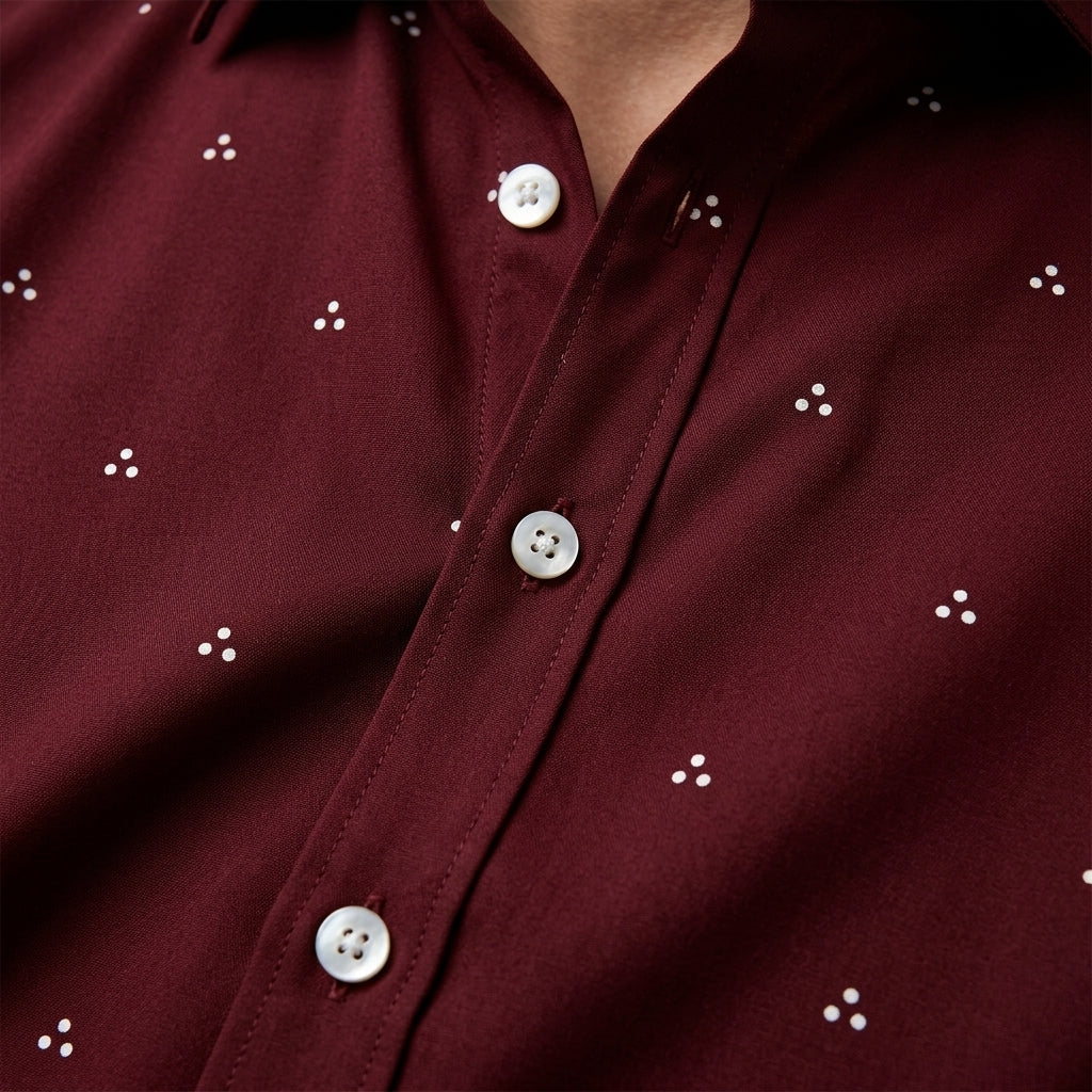 Polka Dot Long Sleeve Shirt Cotton Blend Lapel Button – Marlowe