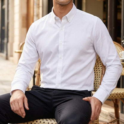 Men's Slim Fit Cotton Blend Dress Shirt Long Sleeve – Mercer