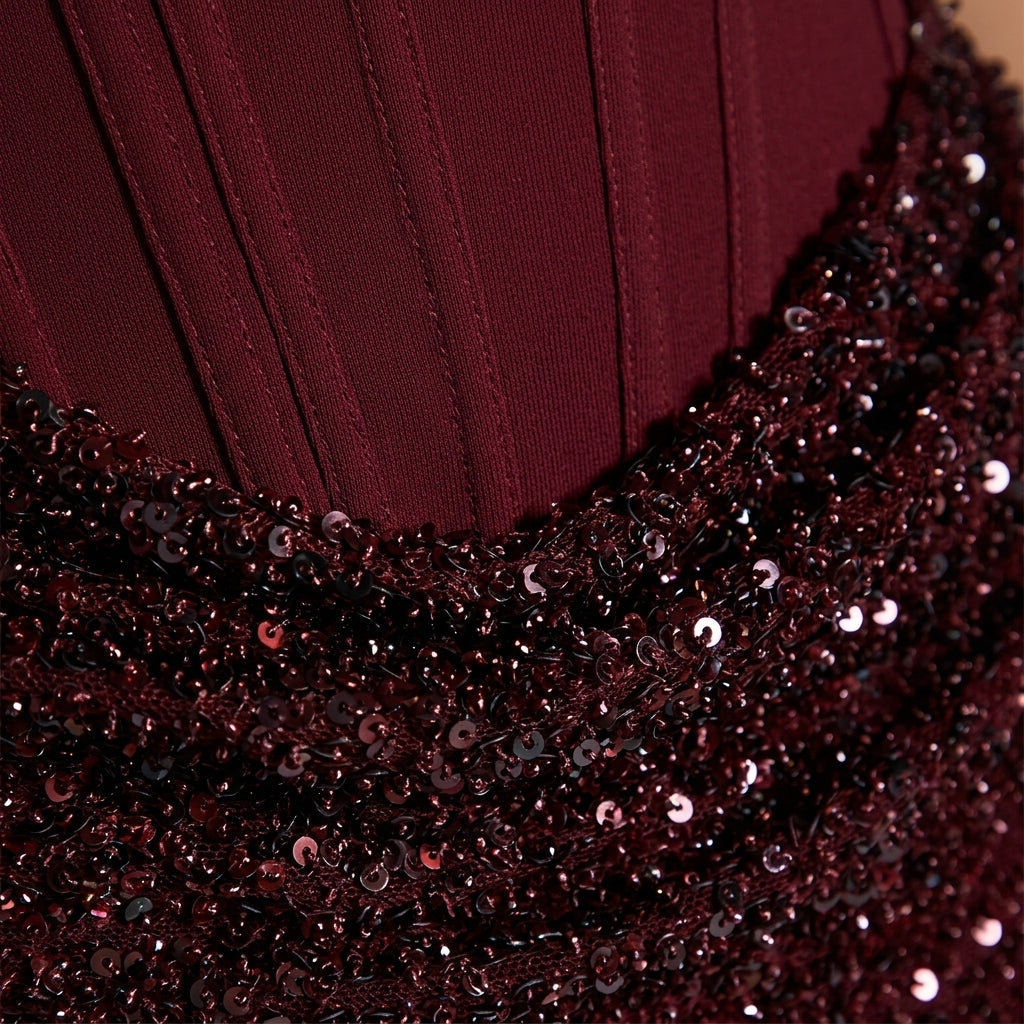 Women's Bodycon Mini Dress Backless Sequined Pleated Fit – Celeste