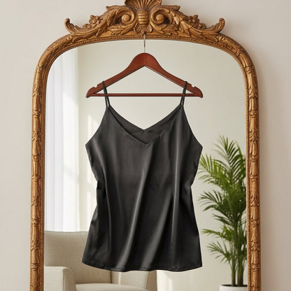 Women's Satin Silk Cami Top Halter V-Neck Adjustable Straps – Elara