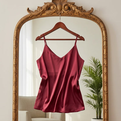 Women's Satin Silk Cami Top Halter V-Neck Adjustable Straps – Elara