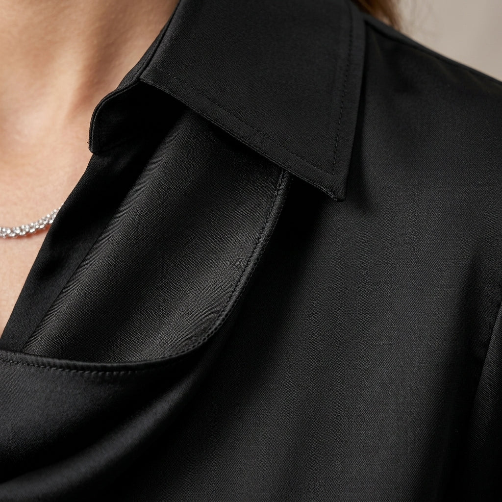 Women's Satin Blouse V Neck Loose Fit Long Sleeve – Marielle