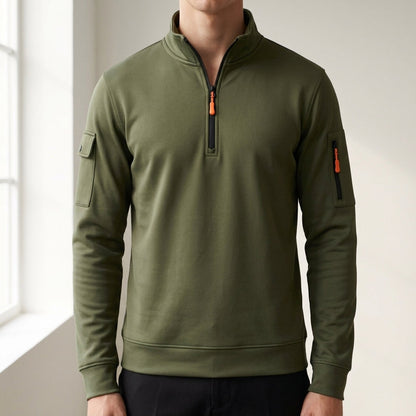 High Neck Cotton Blend Sweatshirt Half Zip Windproof – Marlowe