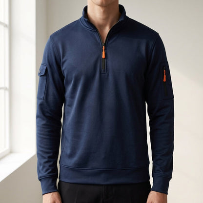 High Neck Cotton Blend Sweatshirt Half Zip Windproof – Marlowe