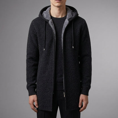 Men's Oversized Hooded Sweatshirt Cotton Blend Full Zip Black – Calder