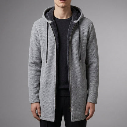 Men's Oversized Hooded Sweatshirt Cotton Blend Full Zip Black – Calder