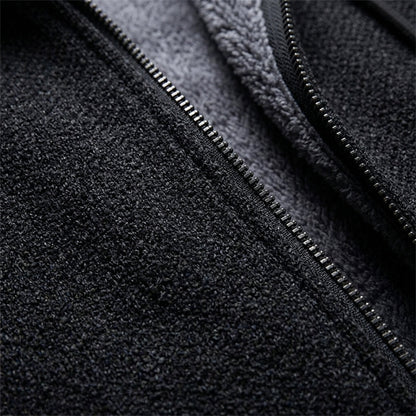 Men's Oversized Hooded Sweatshirt Cotton Blend Full Zip Black – Calder