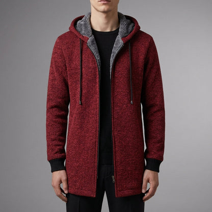 Men's Oversized Hooded Sweatshirt Cotton Blend Full Zip Black – Calder