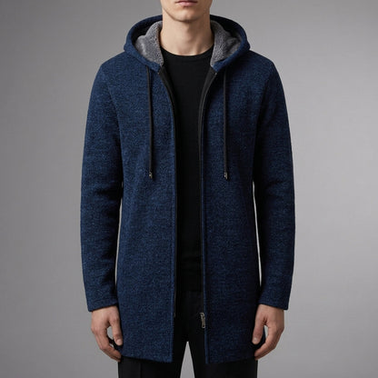 Men's Oversized Hooded Sweatshirt Cotton Blend Full Zip Black – Calder