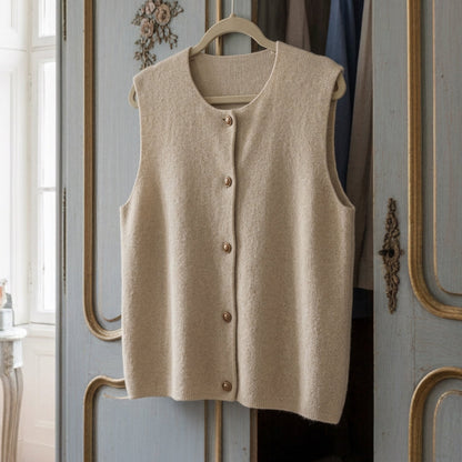 Women's Sleeveless Cotton Blend Cardigan Slim Fit – Elara