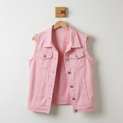 Denim Vest for Women Sleeveless Cotton Blend Vintage Style – Marlowe