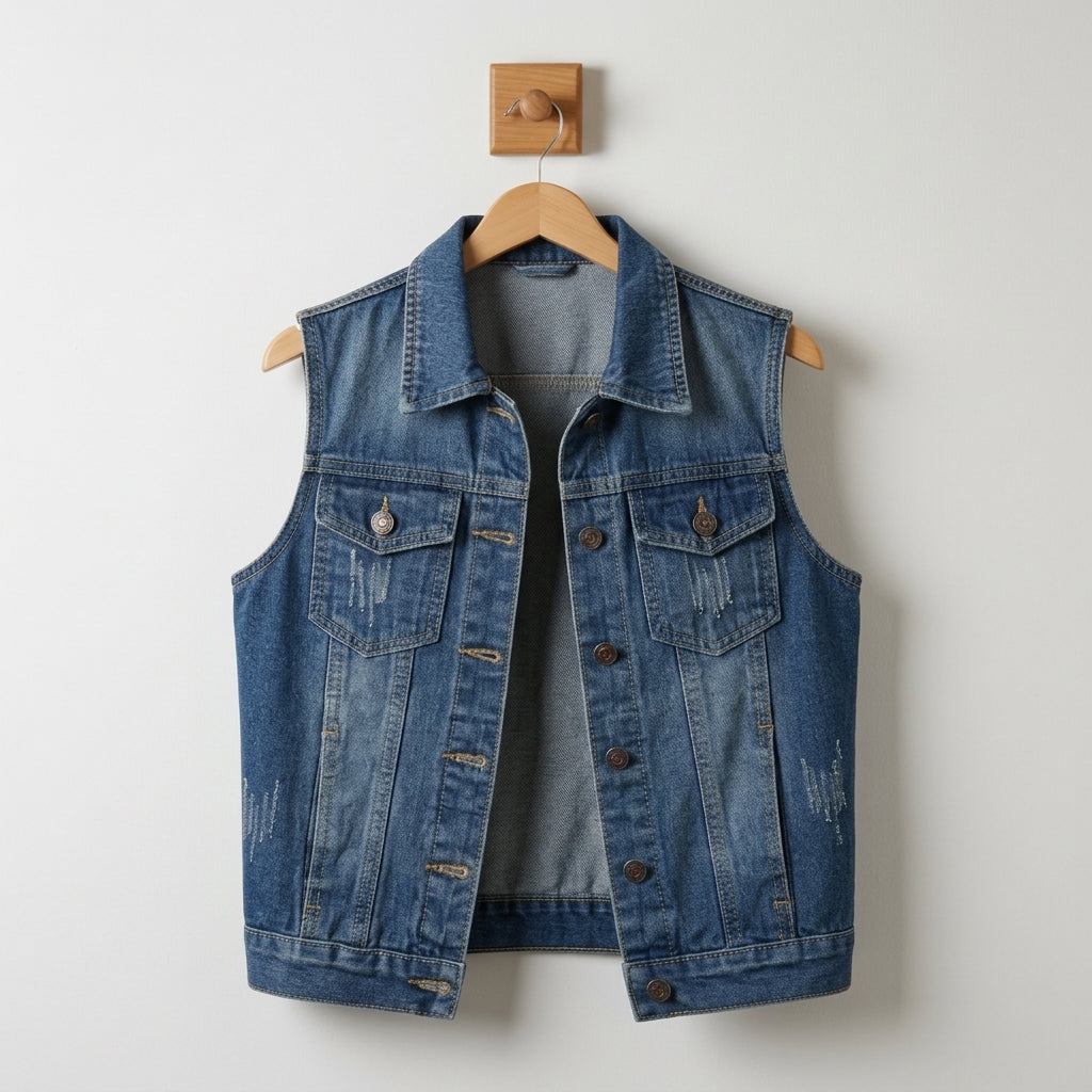 Denim Vest for Women Sleeveless Cotton Blend Vintage Style – Marlowe