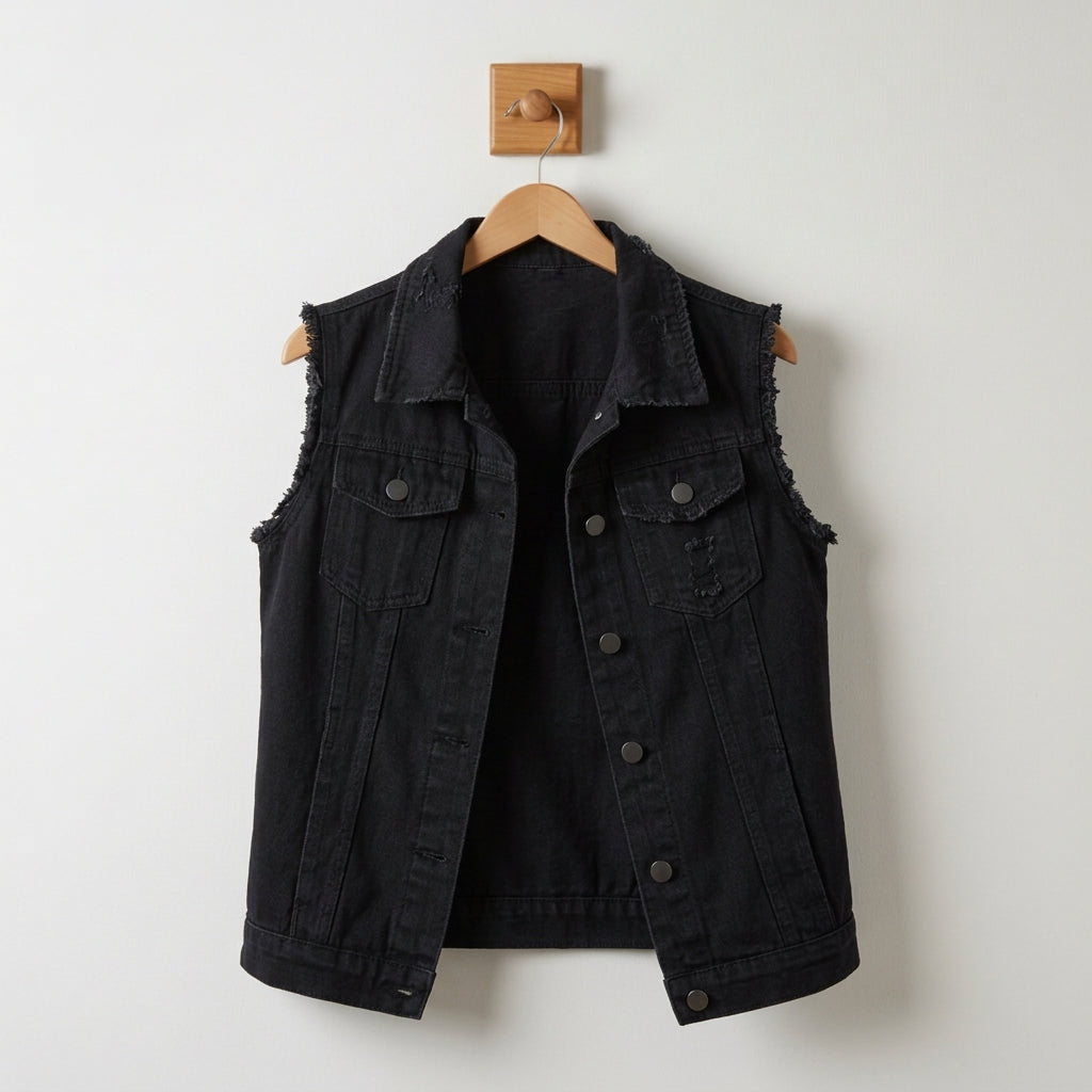 Denim Vest for Women Sleeveless Cotton Blend Vintage Style – Marlowe
