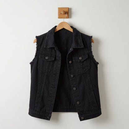 Denim Vest for Women Sleeveless Cotton Blend Vintage Style – Marlowe
