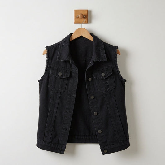 Denim Vest for Women Sleeveless Cotton Blend Vintage Style – Marlowe