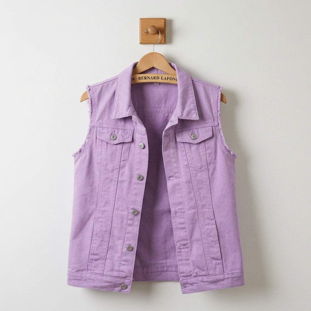 Denim Vest for Women Sleeveless Cotton Blend Vintage Style – Marlowe