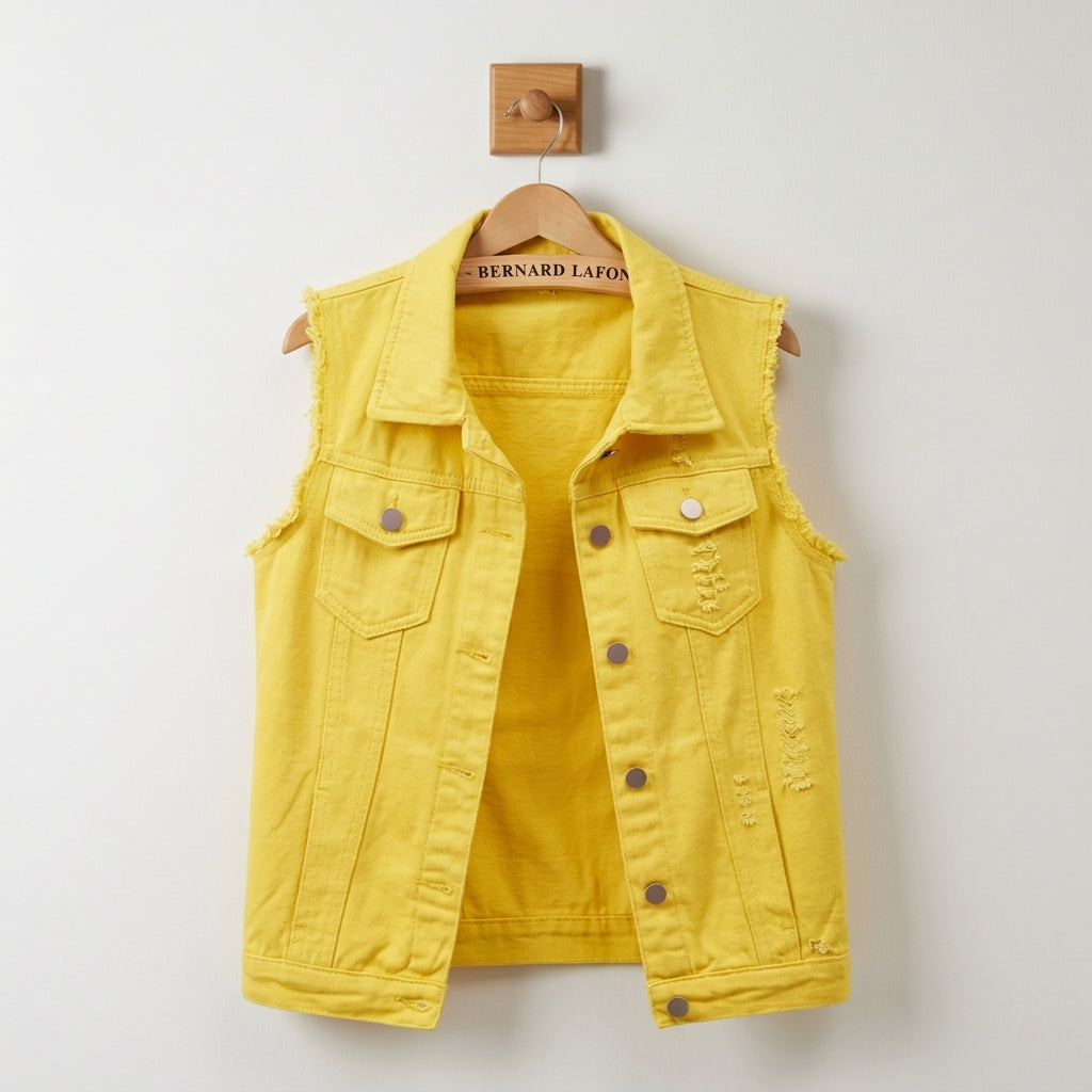 Denim Vest for Women Sleeveless Cotton Blend Vintage Style – Marlowe