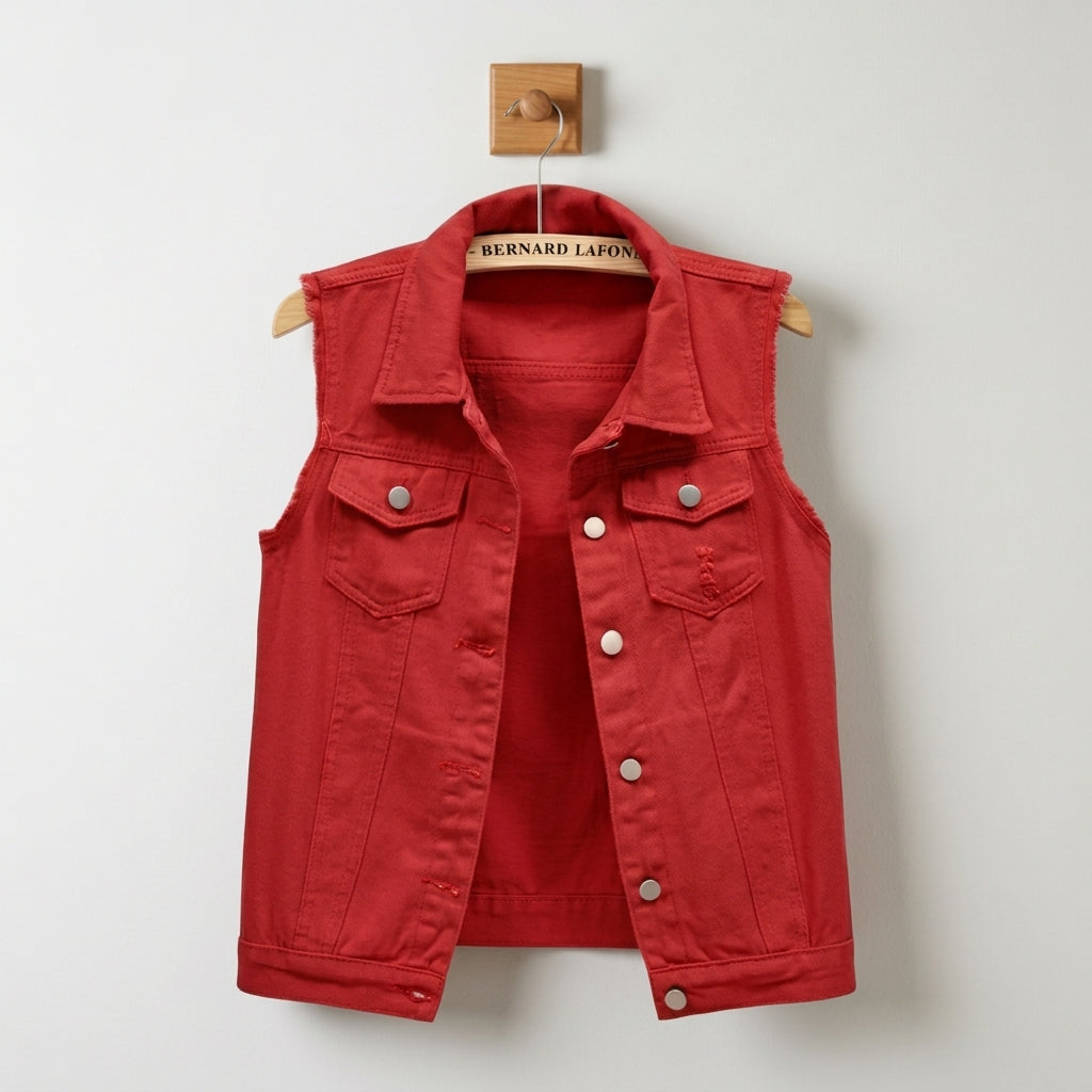 Denim Vest for Women Sleeveless Cotton Blend Vintage Style – Marlowe