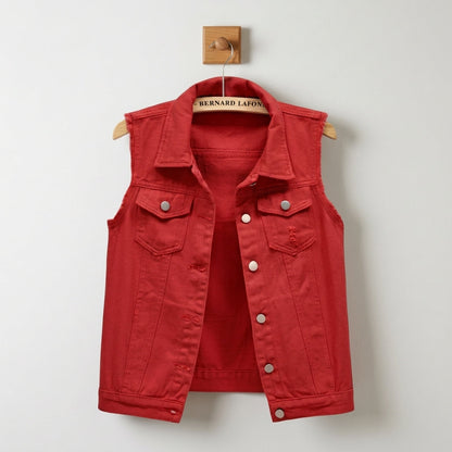 Denim Vest for Women Sleeveless Cotton Blend Vintage Style – Marlowe