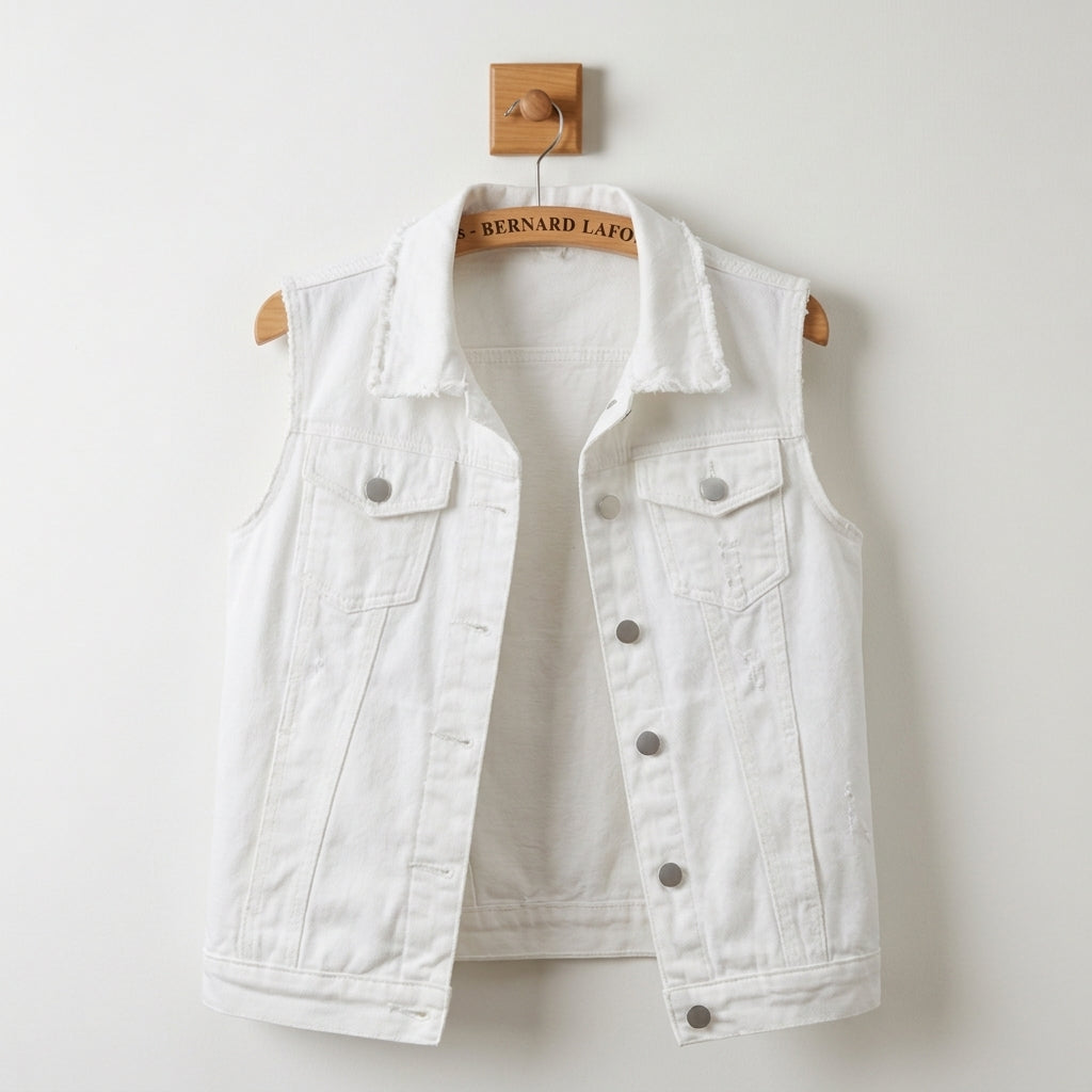 Denim Vest for Women Sleeveless Cotton Blend Vintage Style – Marlowe