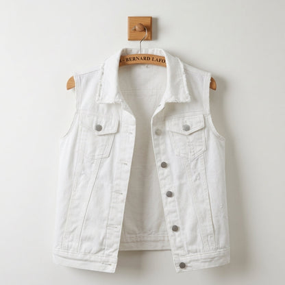 Denim Vest for Women Sleeveless Cotton Blend Vintage Style – Marlowe