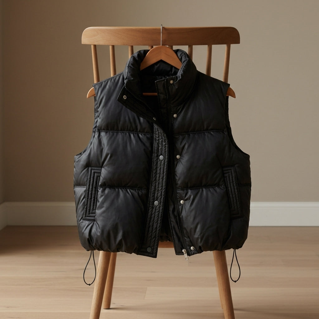 Women's Sleeveless Puffer Vest Lightweight Cotton Blend Stand Collar – Elara