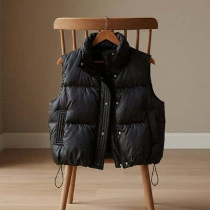 Women's Sleeveless Puffer Vest Lightweight Cotton Blend Stand Collar – Elara