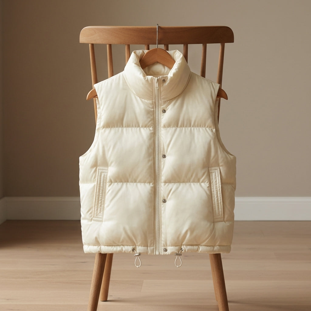 Women's Sleeveless Puffer Vest Lightweight Cotton Blend Stand Collar – Elara