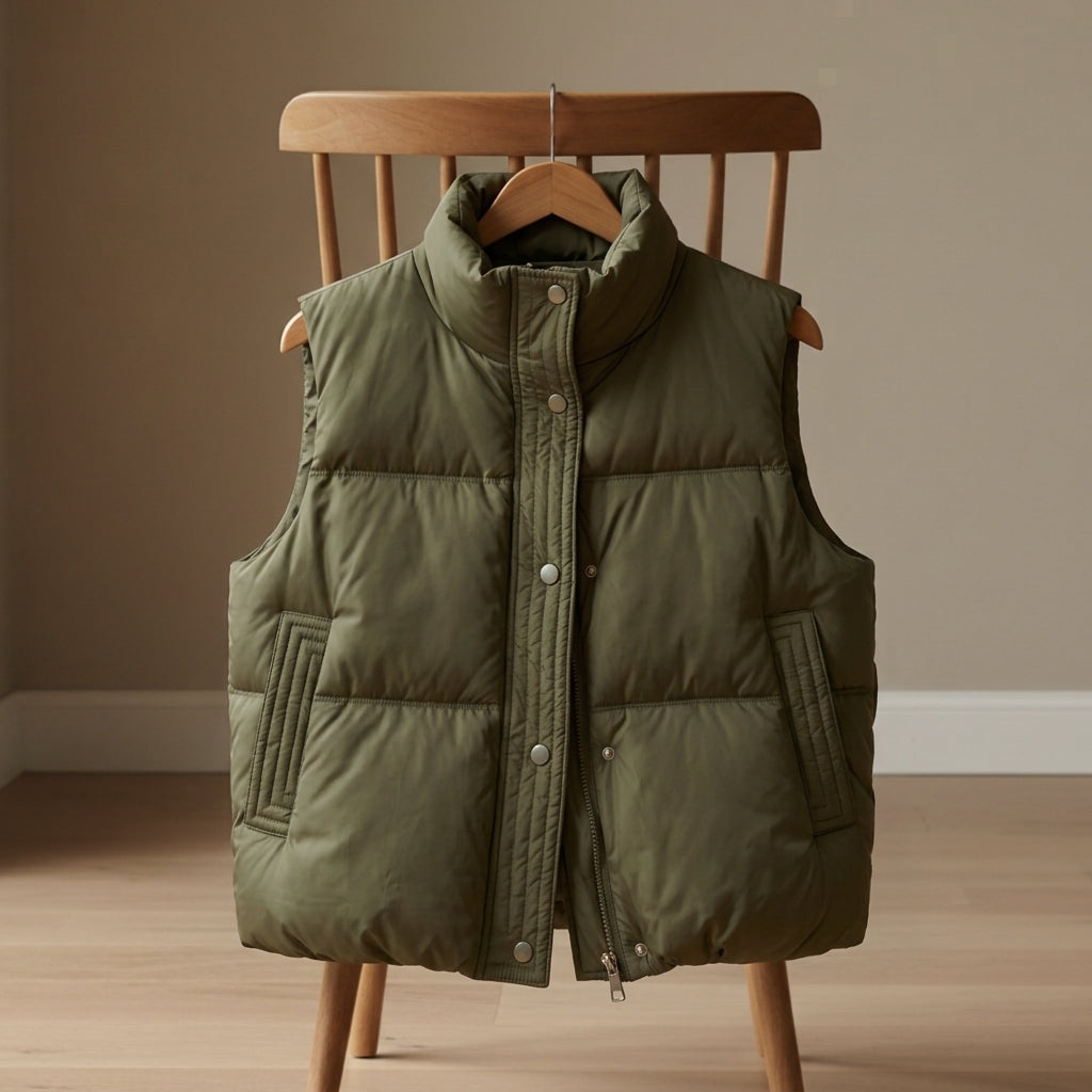 Women's Sleeveless Puffer Vest Lightweight Cotton Blend Stand Collar – Elara