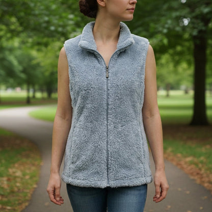 Women's Coral Velvet Fleece Vest High Collar Zipper – Marlowe