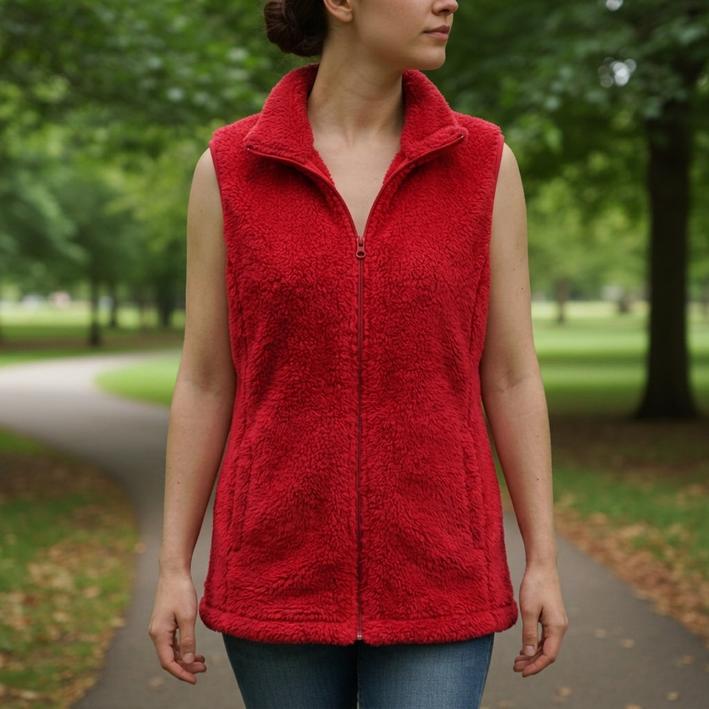 Women's Coral Velvet Fleece Vest High Collar Zipper – Marlowe