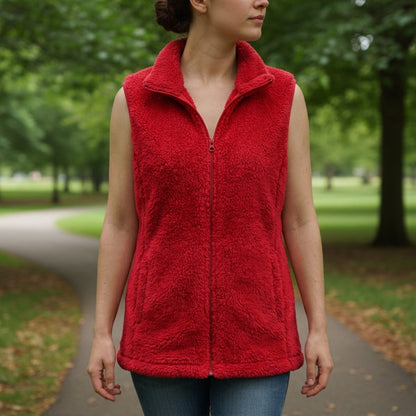 Women's Coral Velvet Fleece Vest High Collar Zipper – Marlowe