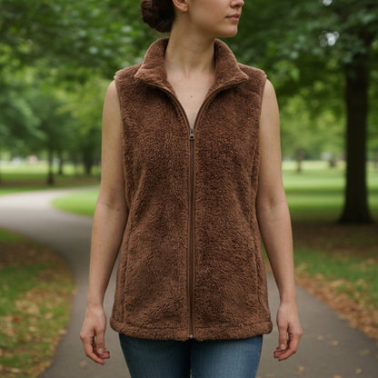 Women's Coral Velvet Fleece Vest High Collar Zipper – Marlowe