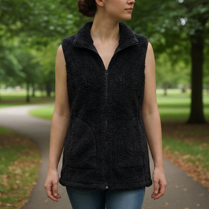 Women's Coral Velvet Fleece Vest High Collar Zipper – Marlowe