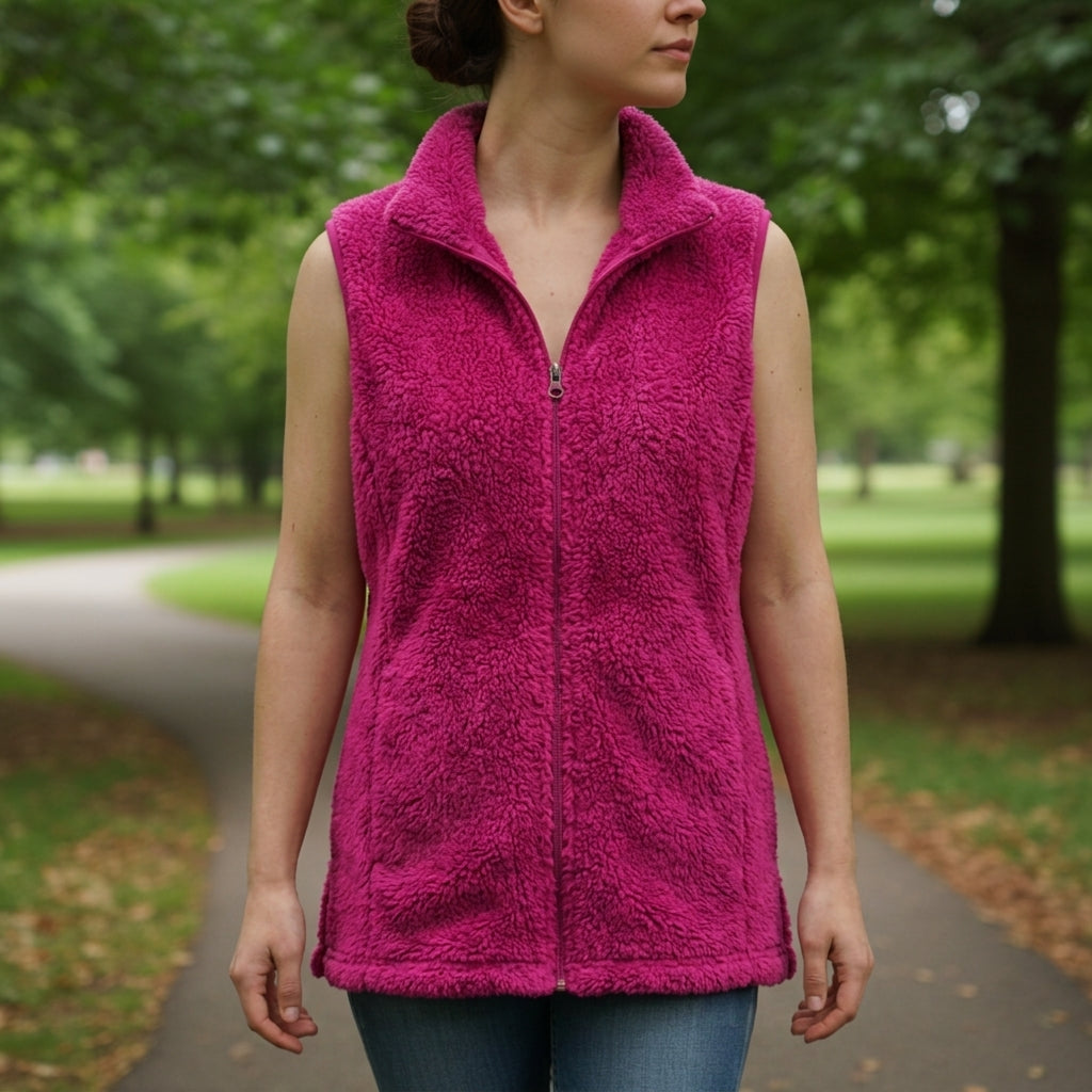 Women's Coral Velvet Fleece Vest High Collar Zipper – Marlowe