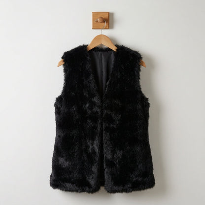 Women's Faux Fur Open Front Vest for Layering – Marlowe