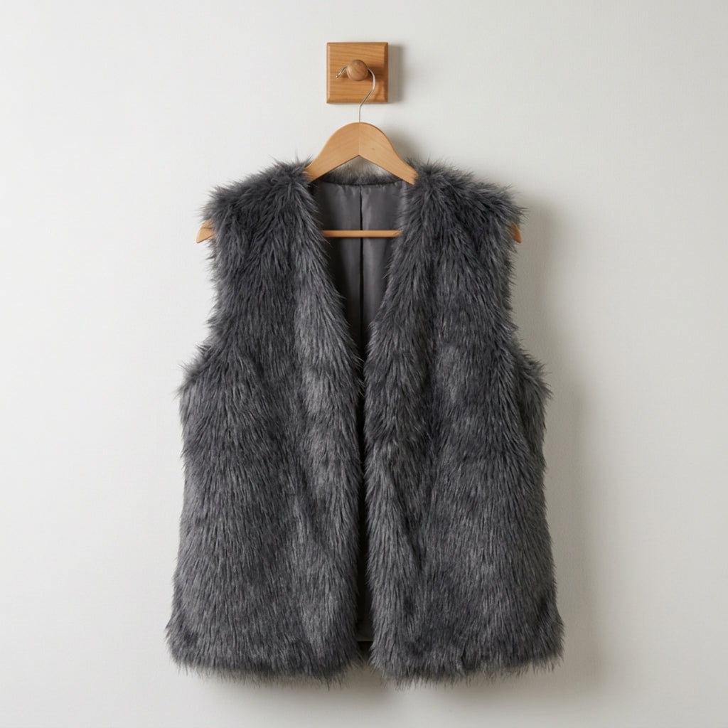 Women's Faux Fur Open Front Vest for Layering – Marlowe