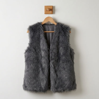 Women's Faux Fur Open Front Vest for Layering – Marlowe