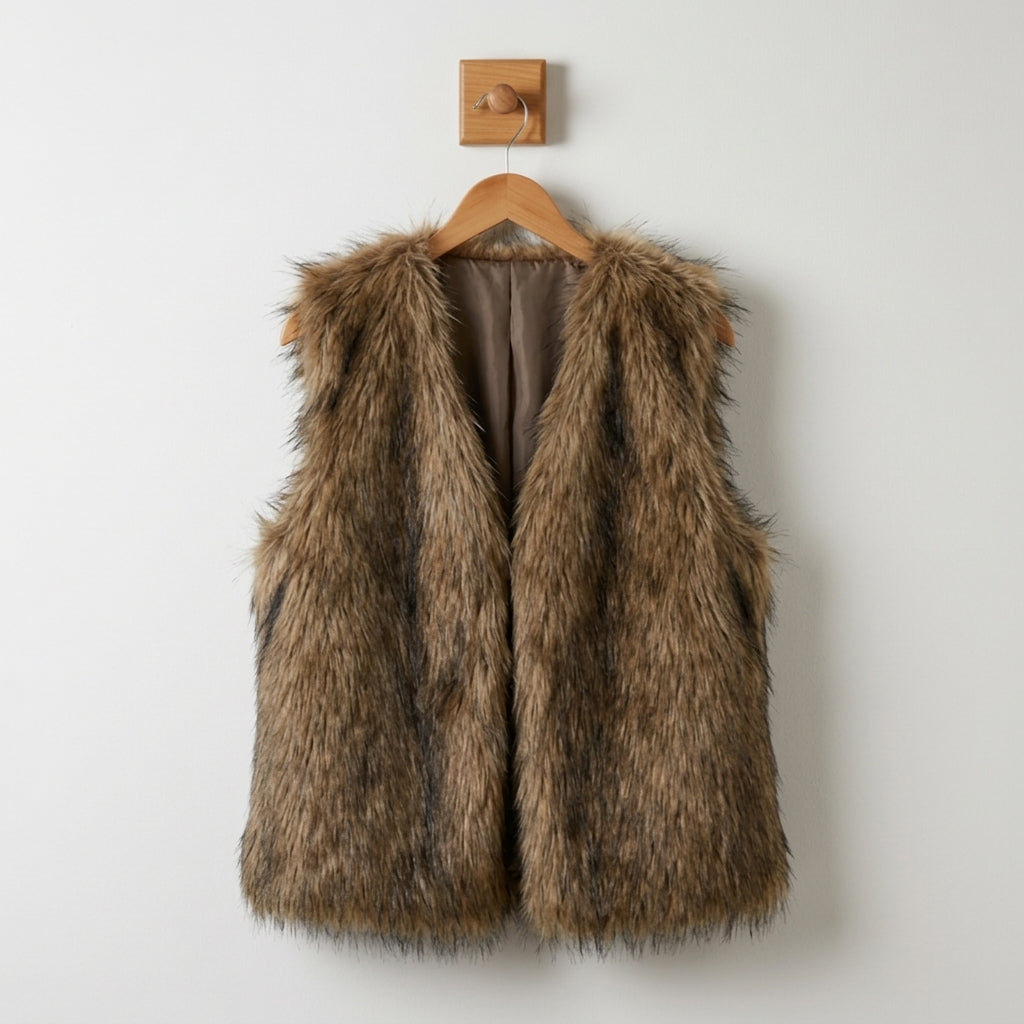 Women's Faux Fur Open Front Vest for Layering – Marlowe