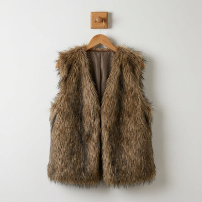 Women's Faux Fur Open Front Vest for Layering – Marlowe
