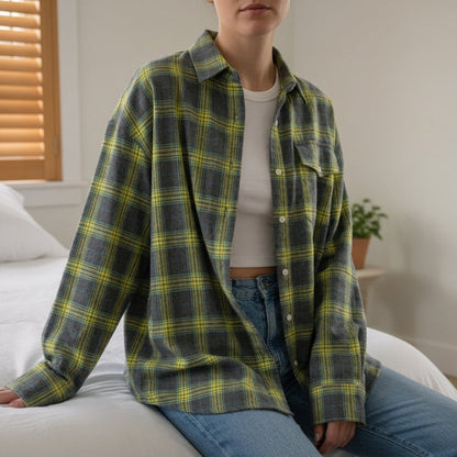 Plaid Oversized Cotton Blend Shirt With Pockets – Marlowe