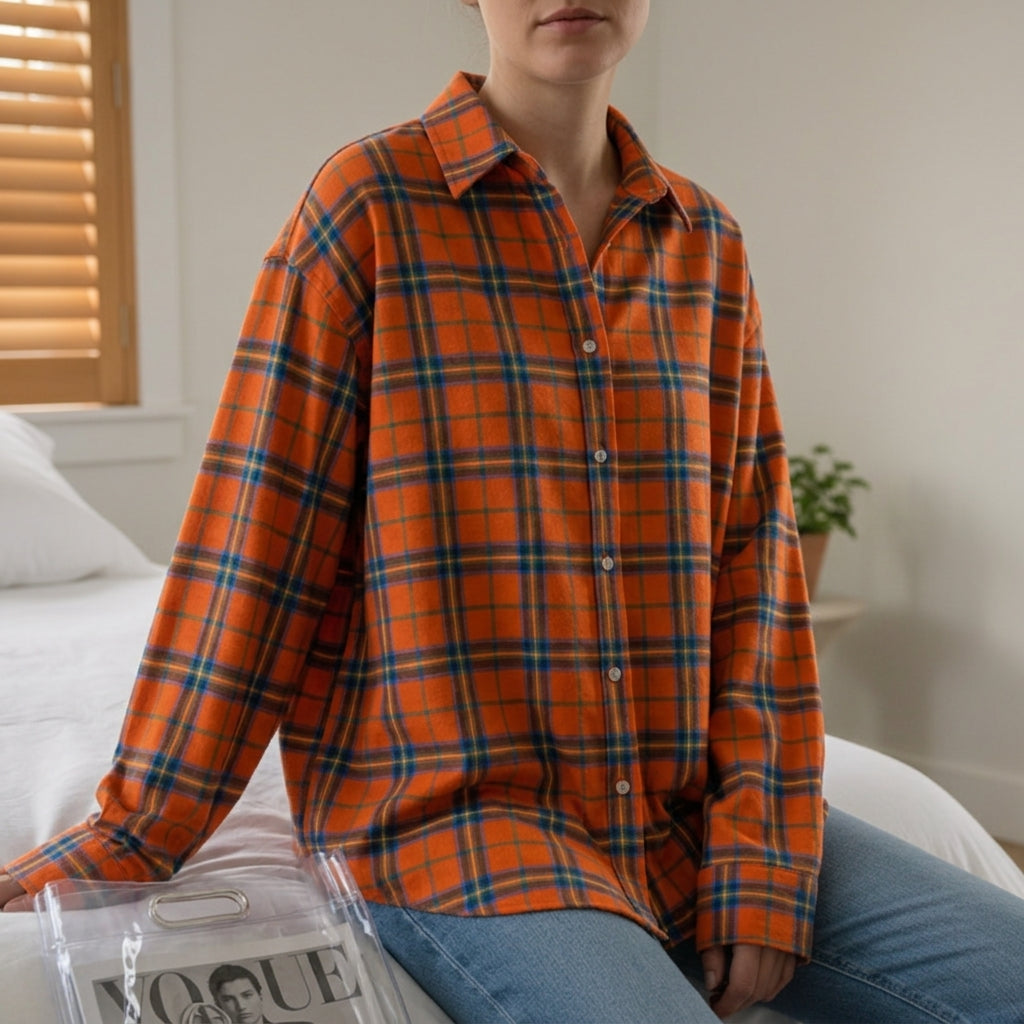 Plaid Oversized Cotton Blend Shirt With Pockets – Marlowe