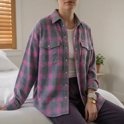 Plaid Oversized Cotton Blend Shirt With Pockets – Marlowe