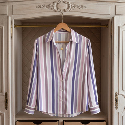 Women's Striped Cotton Blend Shirt Long Sleeve – Celeste